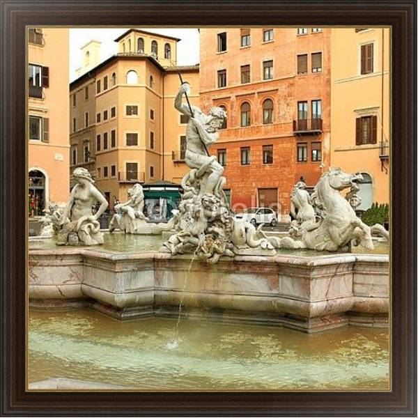 Постер Италия. Римский фонтан с типом исполнения На холсте в раме в багетной раме 1.023.151