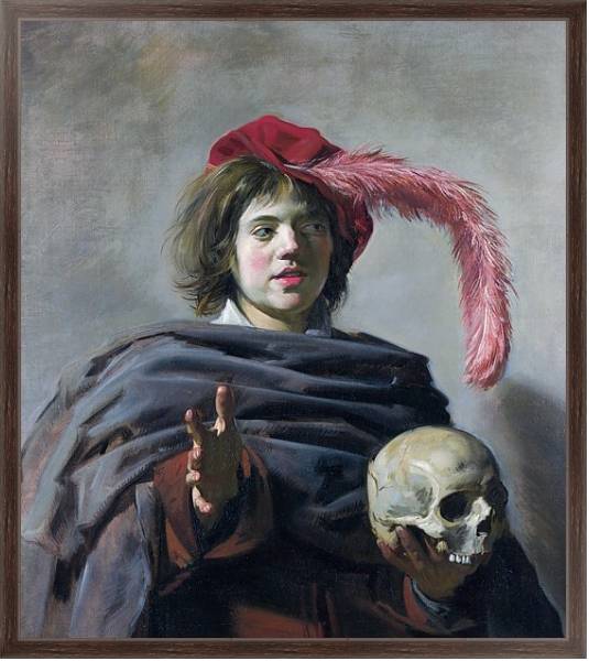 Постер Молодой человек с черепом с типом исполнения На холсте в раме в багетной раме 221-02