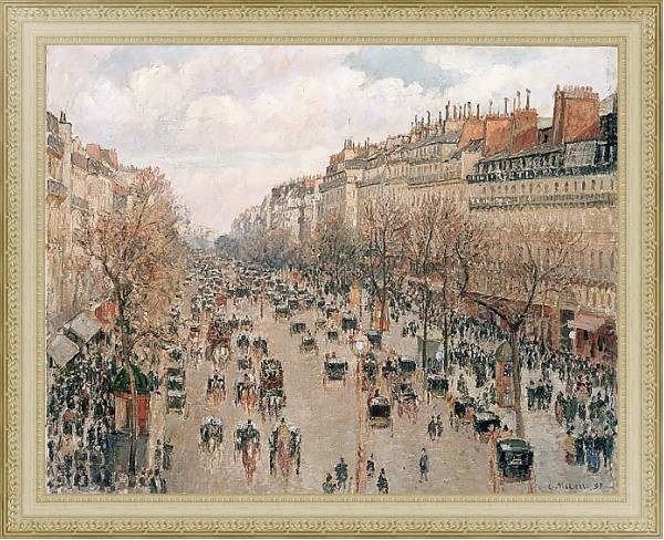 Постер Бульвар Монмартр в Париже с типом исполнения На холсте в раме в багетной раме 484.M48.725