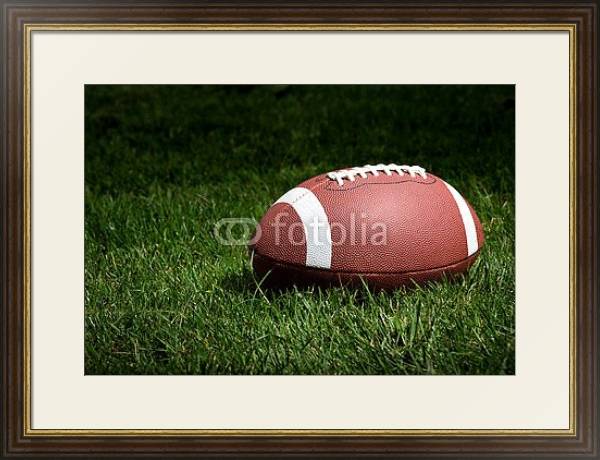 Постер Мяч для регби на траве с типом исполнения Под стеклом в багетной раме 1.023.036