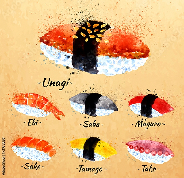 Постер Нигири суши с типом исполнения На холсте без рамы