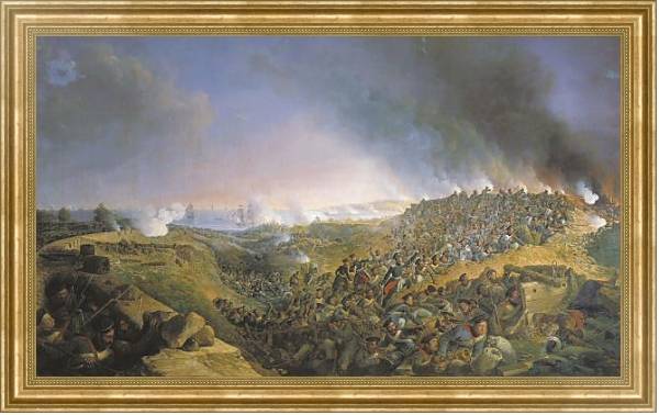 Постер Инженерная атака крепости Варна саперным батальоном 23 сентября 1828 года. 1836 с типом исполнения На холсте в раме в багетной раме NA033.1.051