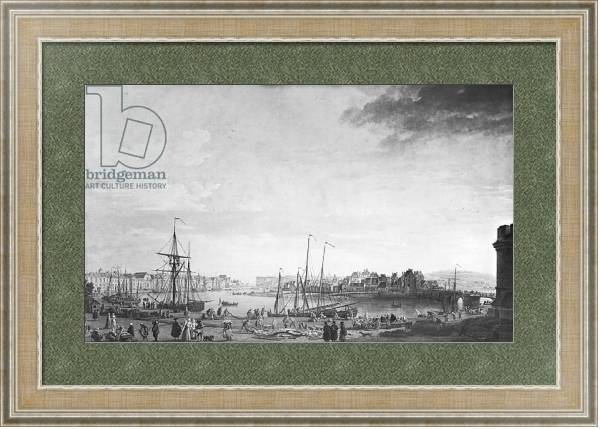 Постер View of the Port of Dieppe, 1765 с типом исполнения Акварель в раме в багетной раме 485.M40.584