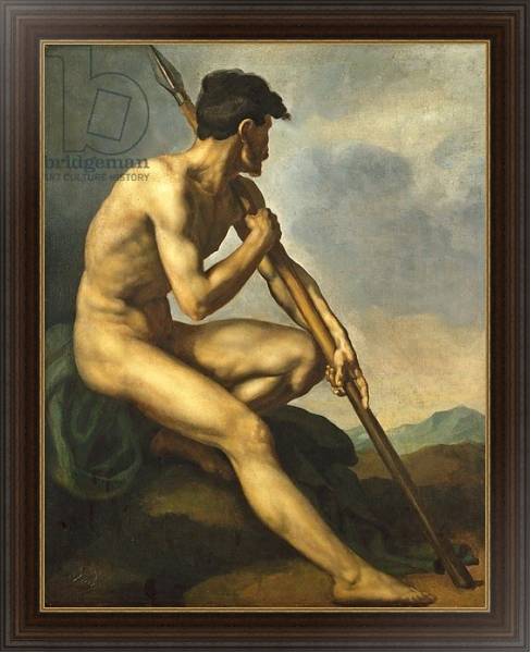 Постер Nude Warrior with a Spear, c.1816 с типом исполнения На холсте в раме в багетной раме 1.023.151