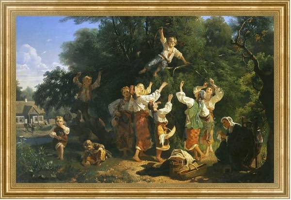 Постер Сбор вишни в помещичьем саду. 1858 с типом исполнения На холсте в раме в багетной раме NA033.1.051