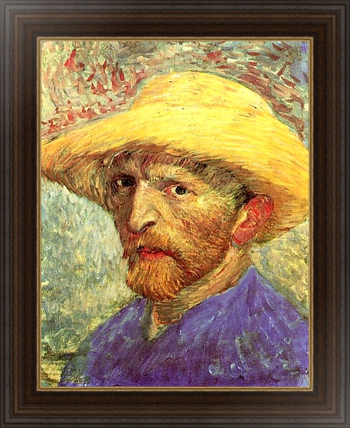 Постер Автопортрет с соломенной шляпой 3 с типом исполнения На холсте в раме в багетной раме 1.023.151