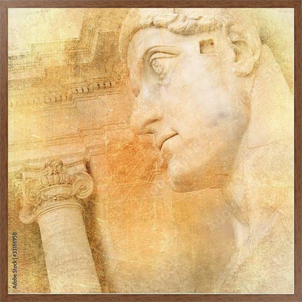 Постер Римская колонна и статуя с типом исполнения На холсте в раме в багетной раме 1727.4310