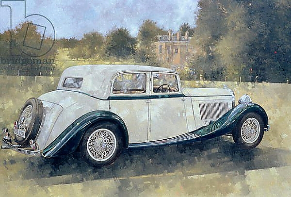 Постер The Green and White Bentley at Althorp с типом исполнения На холсте без рамы