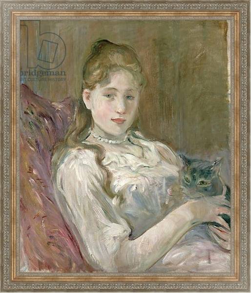 Постер Young Girl with Cat, 1892 с типом исполнения На холсте в раме в багетной раме 484.M48.310