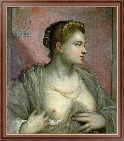 Постер Portrait of a Woman Revealing her Breasts, c.1570 с типом исполнения На холсте в раме в багетной раме 35-M719P-83