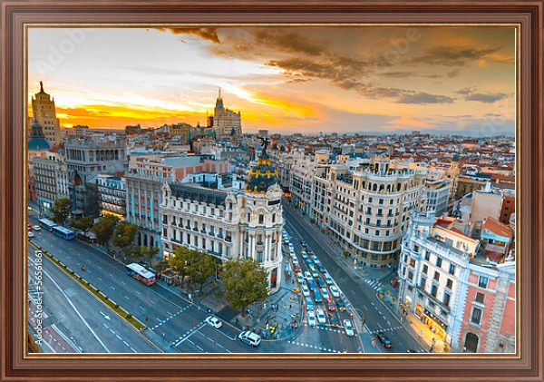 Постер Испания. Мадрид. Панорамный вид с типом исполнения На холсте в раме в багетной раме 35-M719P-83