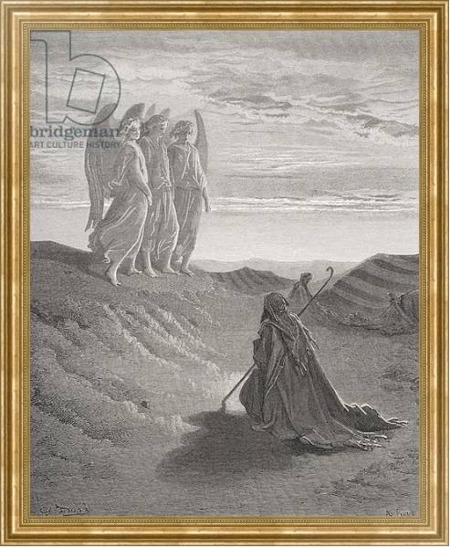 Постер Abraham and the Three Angels, illustration from Dore's 'The Holy Bible', engraved by Ligny, 1866 с типом исполнения На холсте в раме в багетной раме NA033.1.051