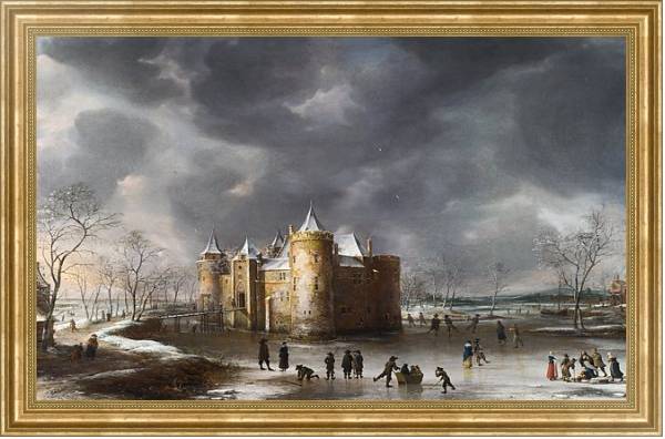 Постер Замок в Мейдене зимой с типом исполнения На холсте в раме в багетной раме NA033.1.051
