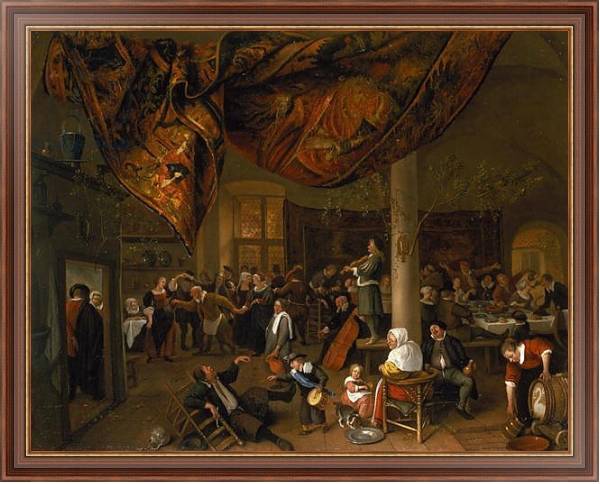 Постер A Village Wedding Feast with Revellers and a dancing Party, 1671 с типом исполнения На холсте в раме в багетной раме 35-M719P-83