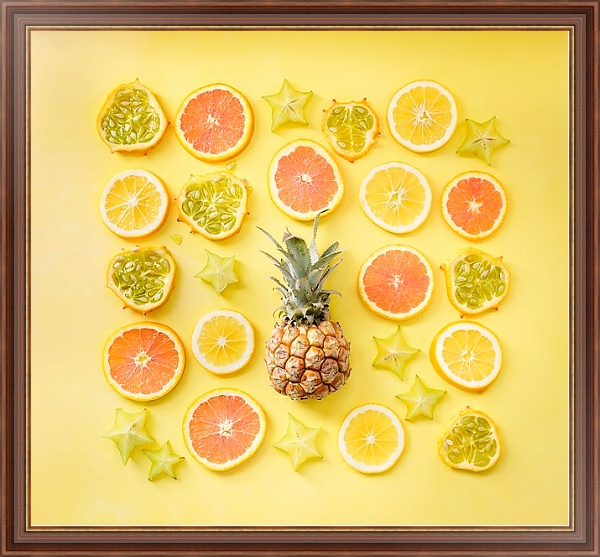 Постер Цитрусовая композиция из сочных фруктов с типом исполнения На холсте в раме в багетной раме 35-M719P-83