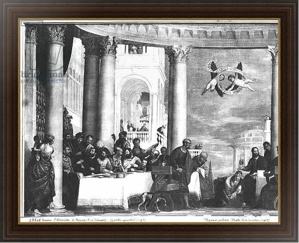Постер The Meal at the House of Simon the Pharisee, detail of the left hand side, 1570 с типом исполнения На холсте в раме в багетной раме 1.023.151
