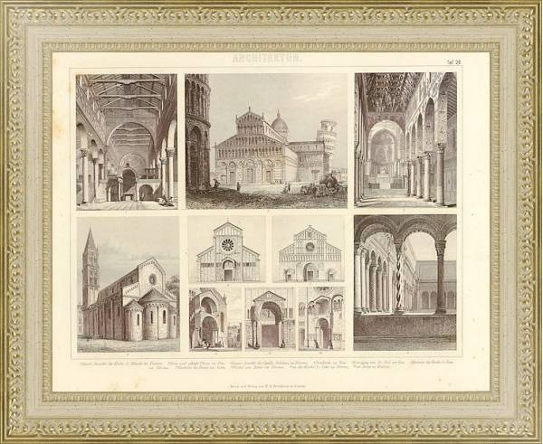 Постер Итальянская архитектура: Флоренция, Пиза, Верона, Модена с типом исполнения Акварель в раме в багетной раме 484.M48.725