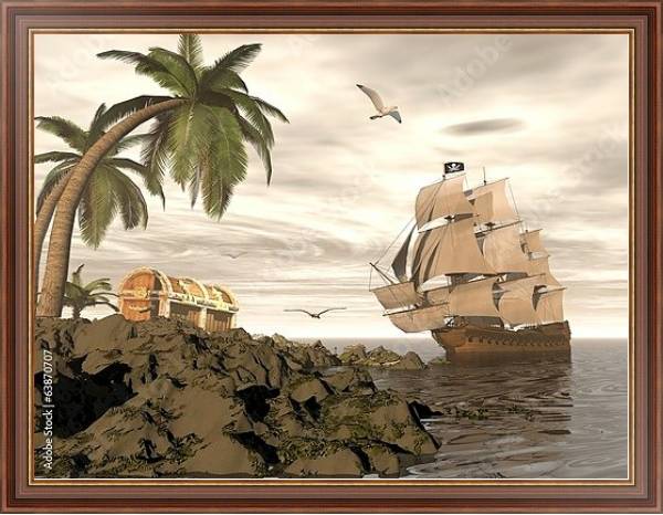 Постер Пиратский корабль с типом исполнения На холсте в раме в багетной раме 35-M719P-83