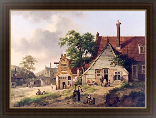 Постер Голландская деревушка с типом исполнения На холсте в раме в багетной раме 1.023.151