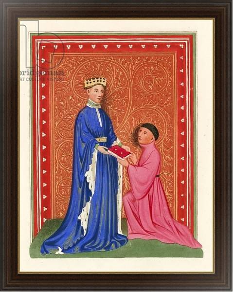Постер Occleve Presenting his Book to Henry V, c 1410 с типом исполнения На холсте в раме в багетной раме 1.023.151