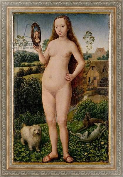 Постер Vanity, central panel from the Triptych of Earthly Vanity and Divine Salvation, c.1485 с типом исполнения На холсте в раме в багетной раме 484.M48.310