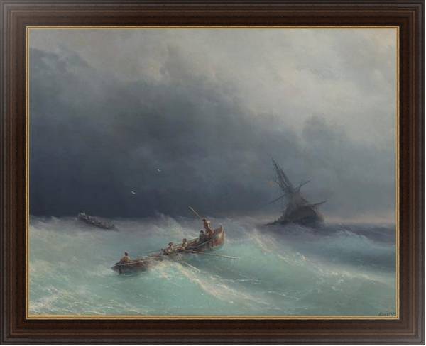 Постер Буря на море 3 с типом исполнения На холсте в раме в багетной раме 1.023.151