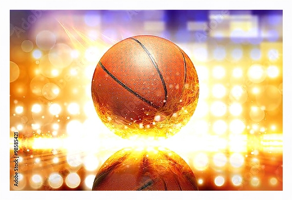 Постер Баскетбольный мяч 3 с типом исполнения На холсте в раме в багетной раме 221-03