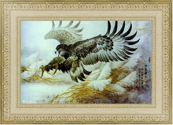 Постер Восточные птицы 60 с типом исполнения Акварель в раме в багетной раме 484.M48.725