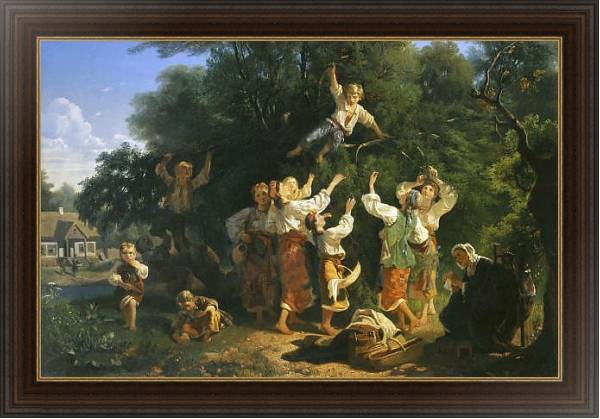 Постер Сбор вишни в помещичьем саду. 1858 с типом исполнения На холсте в раме в багетной раме 1.023.151