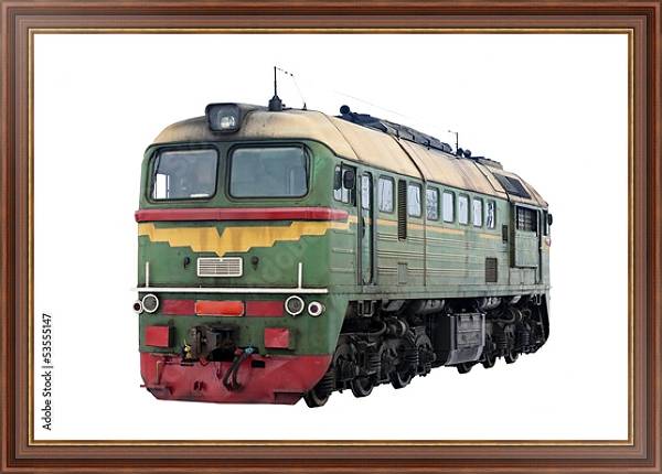 Постер Российский дизельный локомотив M62 с типом исполнения На холсте в раме в багетной раме 35-M719P-83