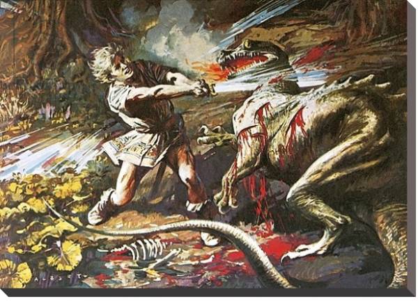 Постер Sigurd slaying the dragon Fafnir с типом исполнения На холсте без рамы