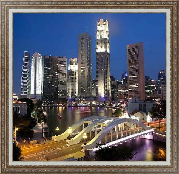 Постер Сингапур. Финансовый район с типом исполнения На холсте в раме в багетной раме 595.M52.330