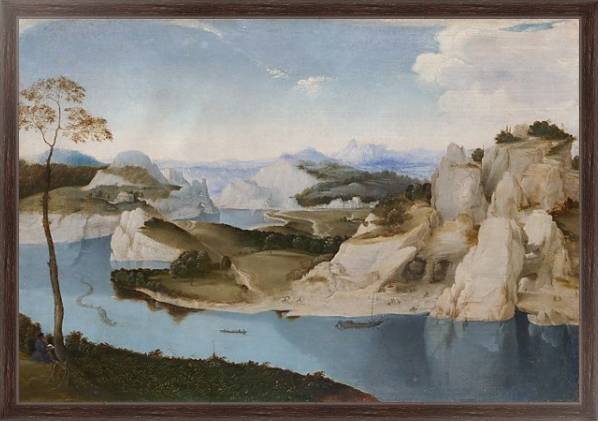 Постер Пейзаж - Река среди гор с типом исполнения На холсте в раме в багетной раме 221-02