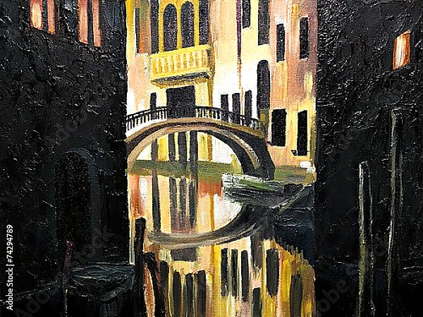 Постер Венецианский мостик с типом исполнения На холсте без рамы