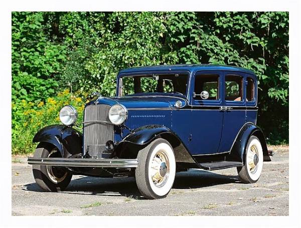 Постер Ford Model B Deluxe Fordor Sedan '1932 с типом исполнения На холсте в раме в багетной раме 221-03