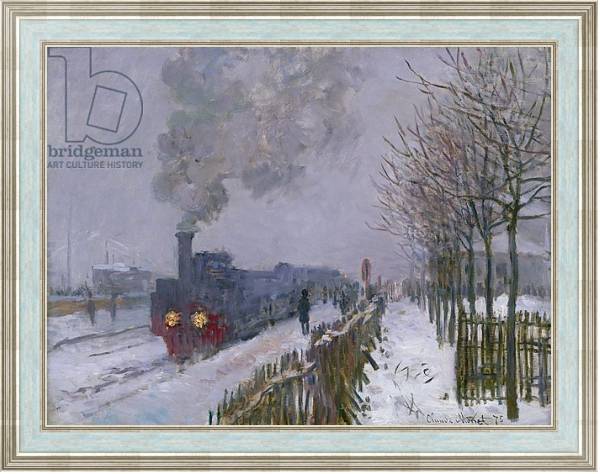 Постер Train in the Snow or The Locomotive, 1875 с типом исполнения На холсте в раме в багетной раме NA053.0.114