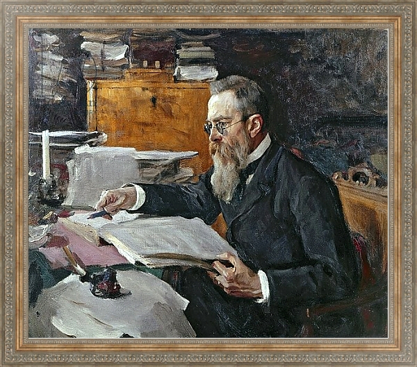 Постер Portrait of Nikolai Andreyevich Rimsky-Korsakov с типом исполнения На холсте в раме в багетной раме 484.M48.310