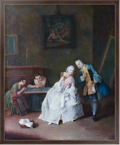 Постер A Lady receiving a Cavalier с типом исполнения На холсте в раме в багетной раме 221-02