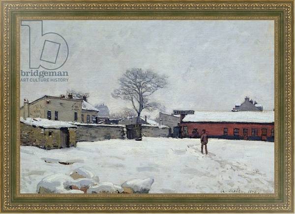 Постер Under Snow: the farmyard at Marly-le-Roi, 1876 с типом исполнения На холсте в раме в багетной раме 484.M48.640
