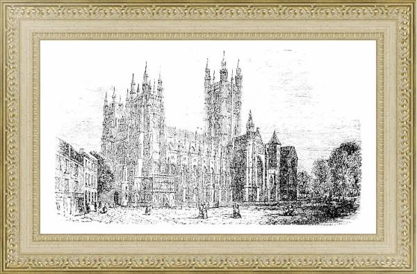 Постер Canterbury Cathedral, Kent,England vintage engraving с типом исполнения Акварель в раме в багетной раме 484.M48.725