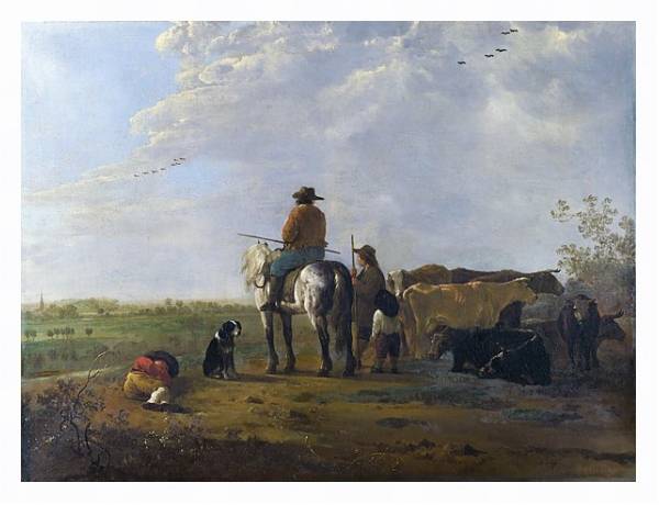 Постер Пастух с помошниками и скотом с типом исполнения На холсте в раме в багетной раме 221-03