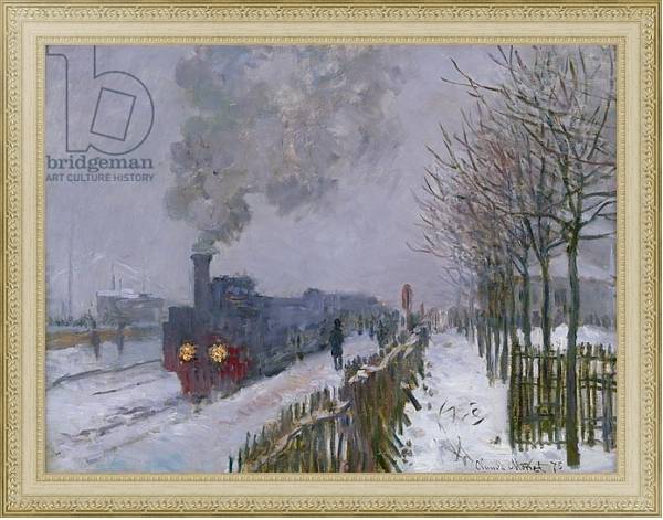 Постер Train in the Snow or The Locomotive, 1875 с типом исполнения На холсте в раме в багетной раме 484.M48.725