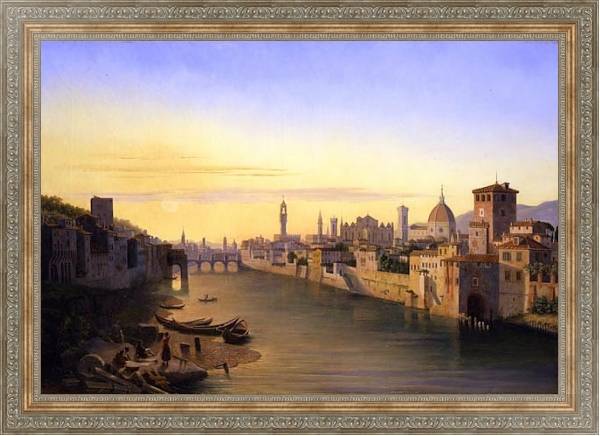 Постер Флоренция, вид на реку Арно с типом исполнения На холсте в раме в багетной раме 484.M48.310