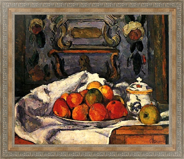 Постер Натюрморт с вазой с яблоками с типом исполнения На холсте в раме в багетной раме 484.M48.310
