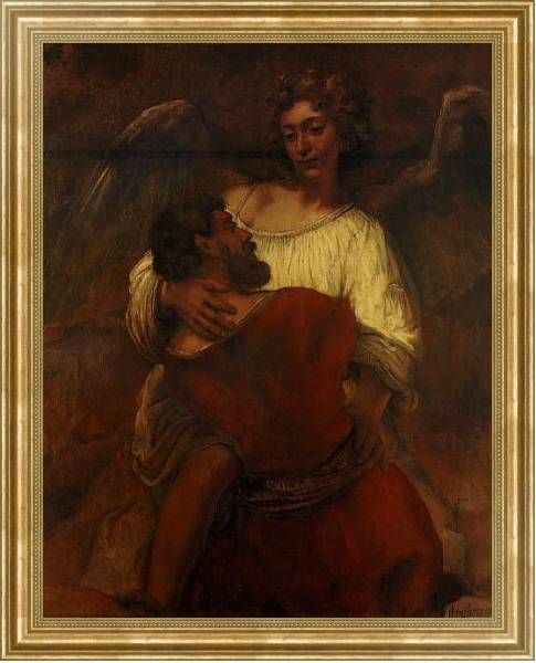 Постер Иаков борется с ангелом с типом исполнения На холсте в раме в багетной раме NA033.1.051