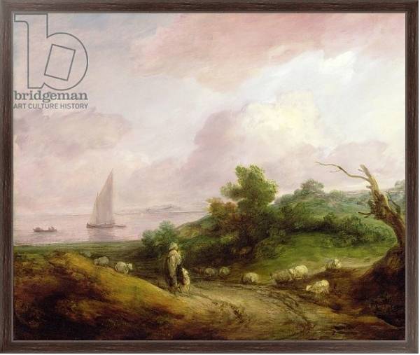 Постер Coastal Landscape with a Shepherd and his Flock, c.1783-4 с типом исполнения На холсте в раме в багетной раме 221-02