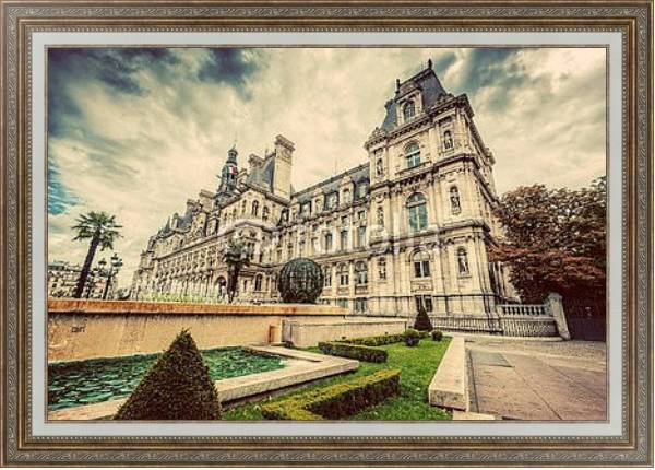Постер Париж, Франция. Отель де Вилль с типом исполнения На холсте в раме в багетной раме 595.M52.330