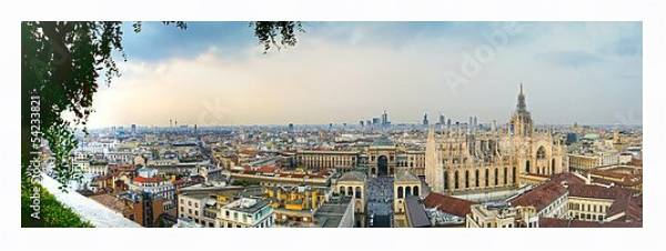 Постер Италия, Милан. Панорама центра города с типом исполнения На холсте в раме в багетной раме 221-03