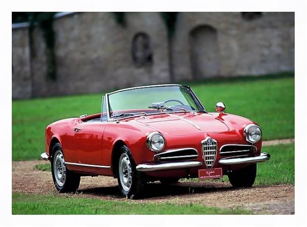 Постер Alfa Romeo Giulietta Spider '1955–62 дизайн Pininfarina с типом исполнения На холсте в раме в багетной раме 221-03