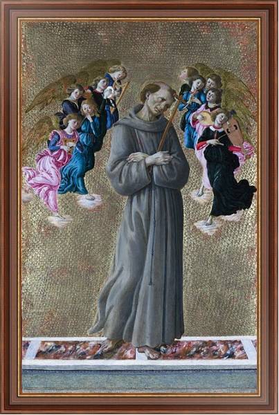 Постер Святой Франсис из Ассизи с Ангелами с типом исполнения На холсте в раме в багетной раме 35-M719P-83